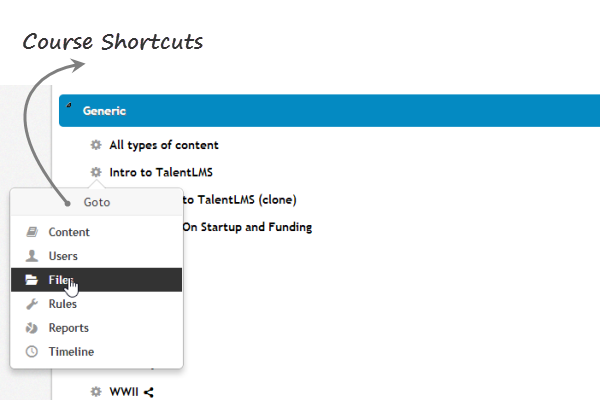 Course shortcuts - TalentLMS