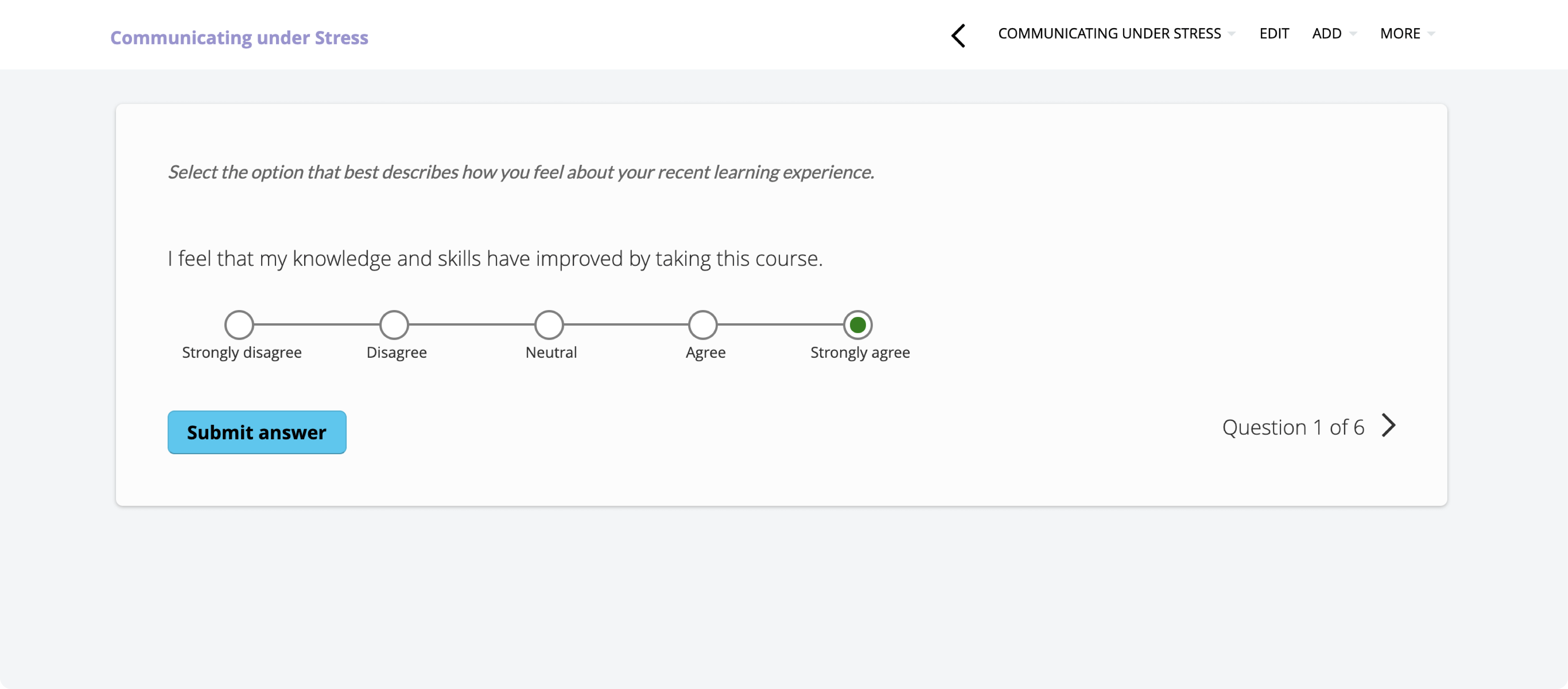 TalentLMS 4.10 update: Likert scale questions Example 1