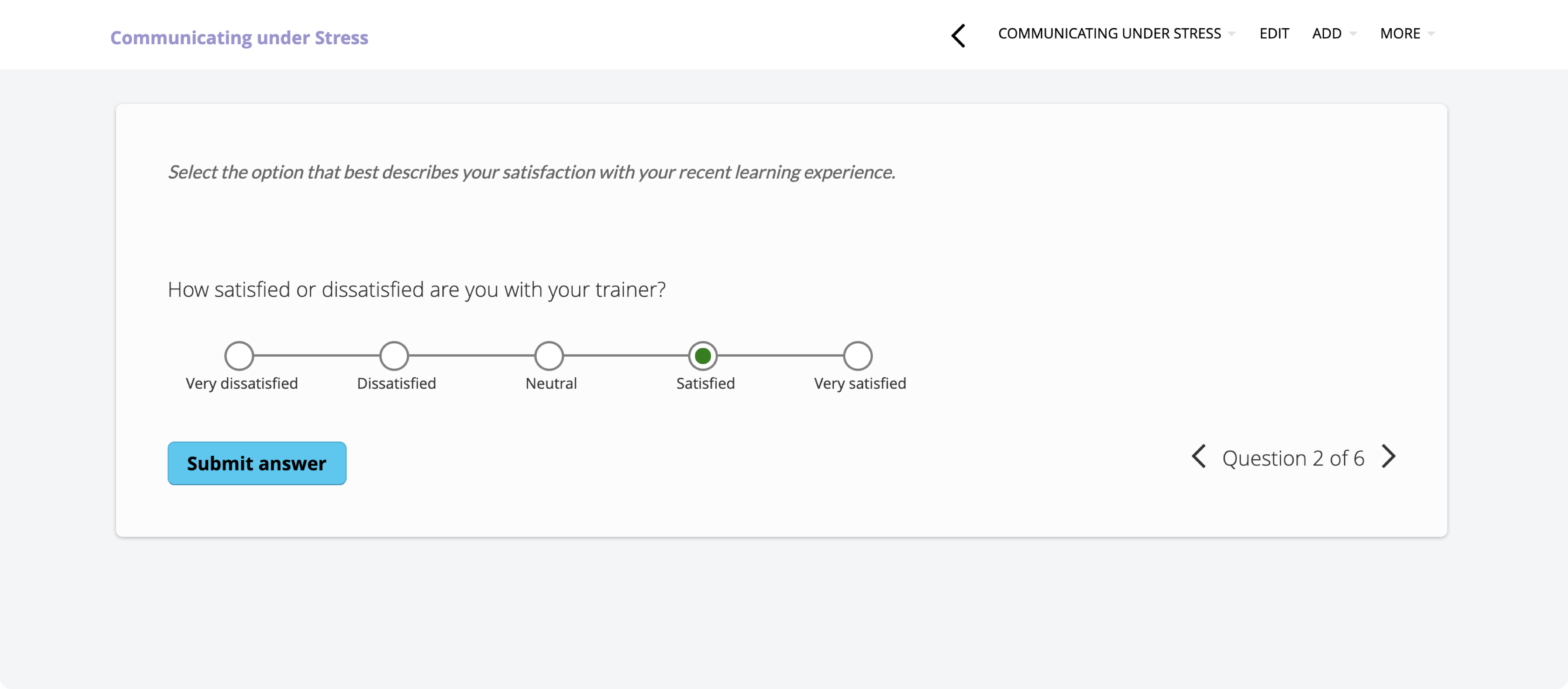 TalentLMS 4.10 update: Likert scale questions Example 2