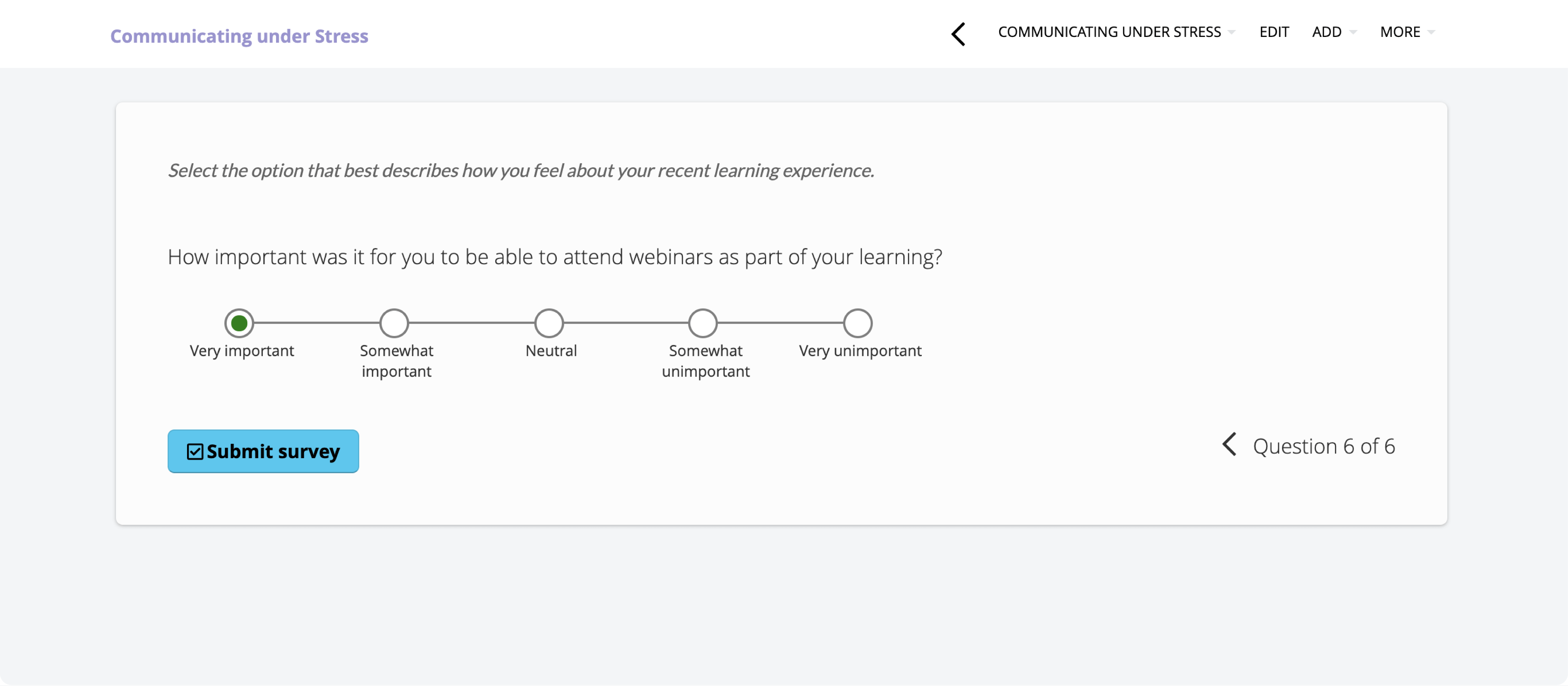 TalentLMS 4.10 update: Likert scale questions Example 6